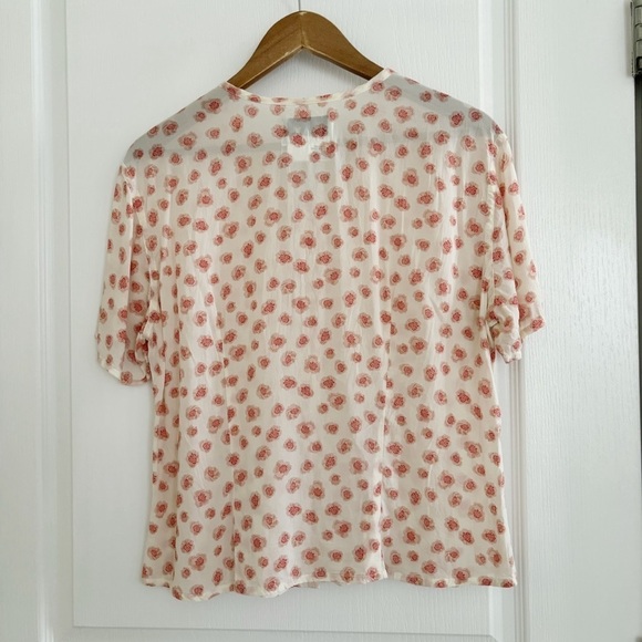 FLAX Blouse Floral Button Front Rayon - Picture 3 of 6